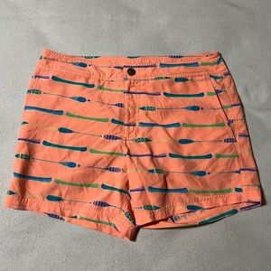 Chubbies Casual‎ Shorts Mens Medium Pink Orange Paddles Boats